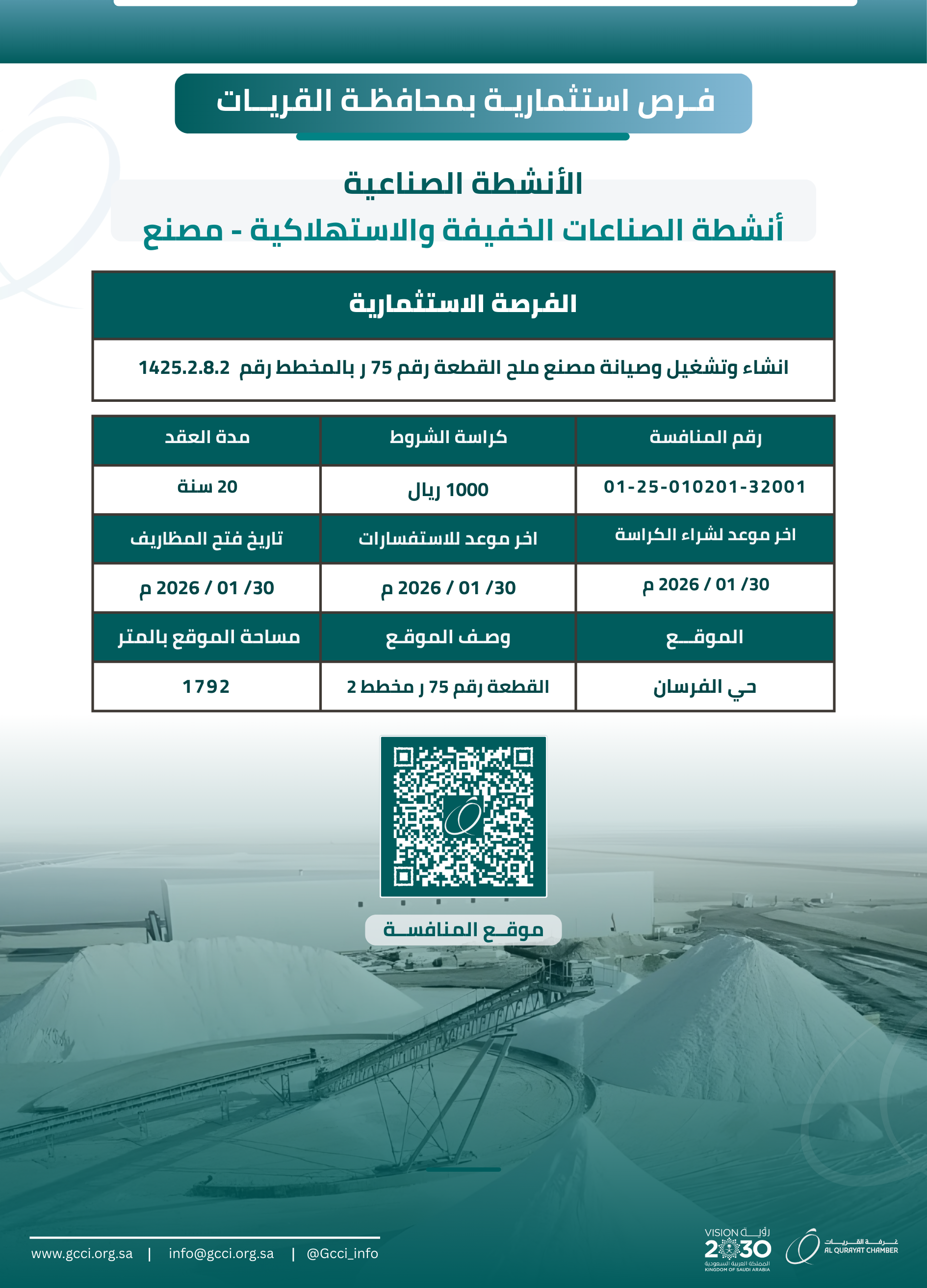 فرصة استثمارية بمحافظة القريات